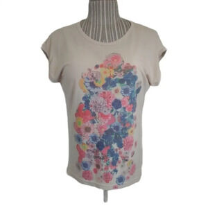 Peppercorn  Tan Printed Shirt with Lace Back, S